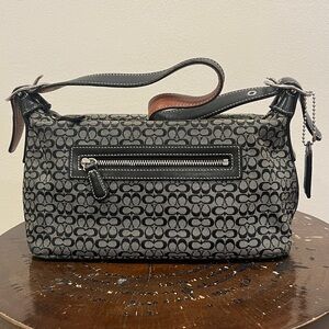 Coach Y2K Vintage Signature Monogram Demi Black Shoulder Bag